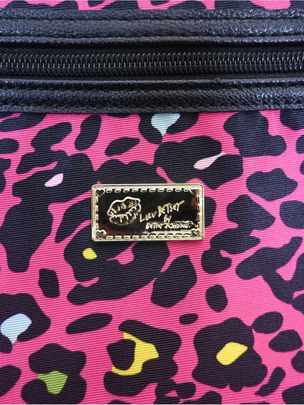 Luv Betsey by Betsey Johnson Animal Print Hot Pink Black Crossbody